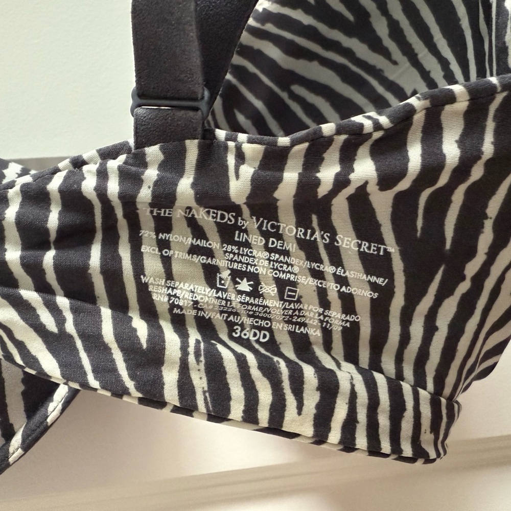 Victoria's Secret Black and White Zebra Print Bra 36DD - Picture 4 of 4